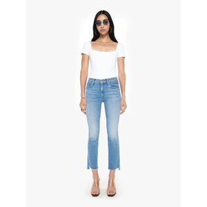 MOTHER Sky Blue Cropped Straight Ankle Jeans